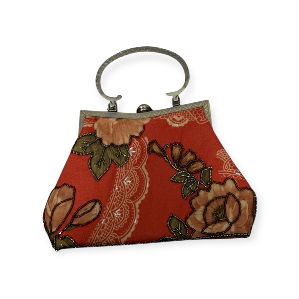 Leko London Vintage ornate beaded evening bag metal handle and chain strap - Picture 2 of 11